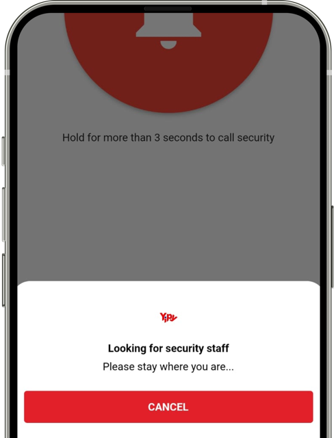 Staf security menerima sinyal darurat dan notifikasi laporan dari aplikasi Yipy